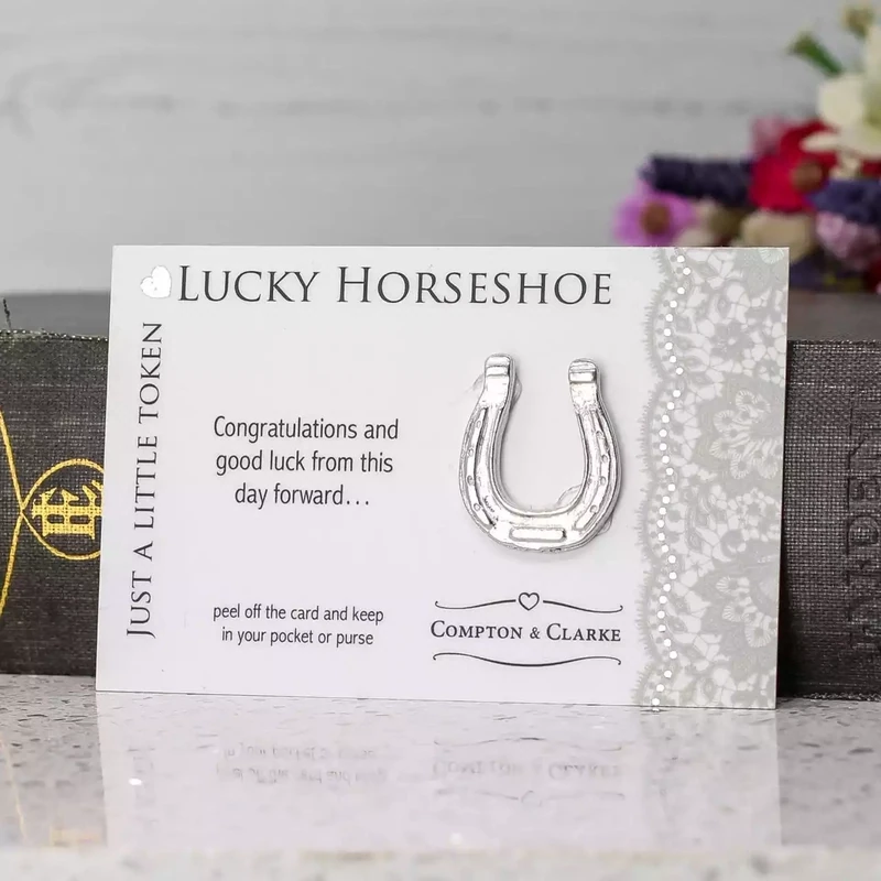 Lucky Horseshoe Pewter Charm on Card by Compton and Clarke