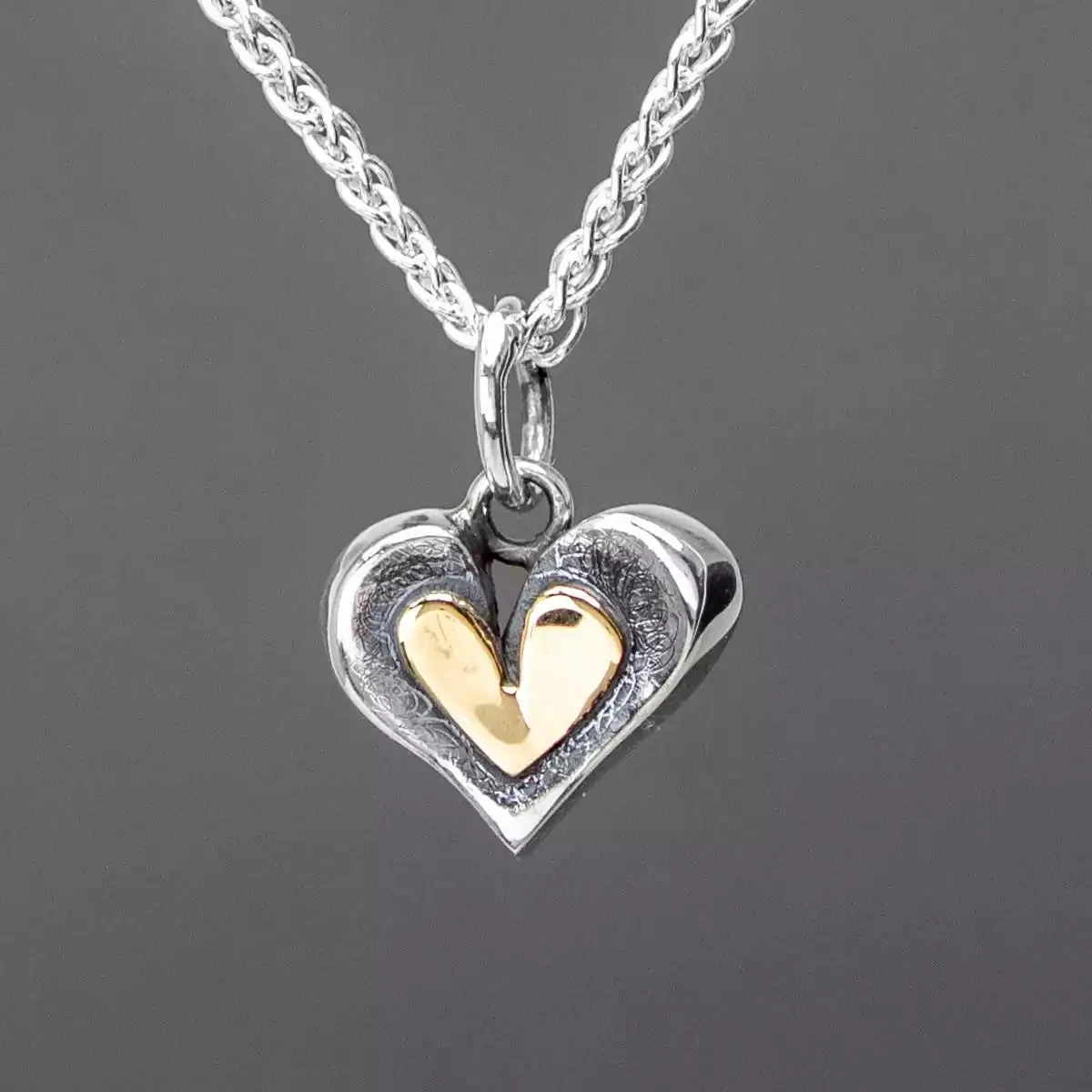 Lucky Penny Heart Silver and Gold Pendant by Linda Macdonald