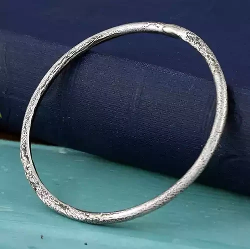 Melted and Oxidised Silver Bangle - 3.5mm by Fi Mehra