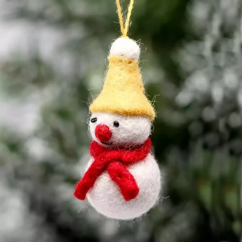 Mini Felt Snowman Decoration - Various Colours by Namaste