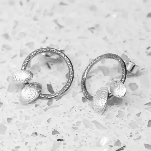 medley oxidised silver loop stud earrings by adele taylor