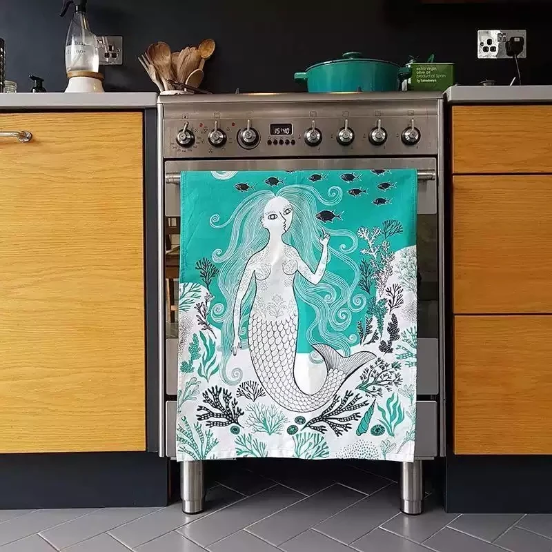 Mermaid Cotton Tea Towel by Lush Designs