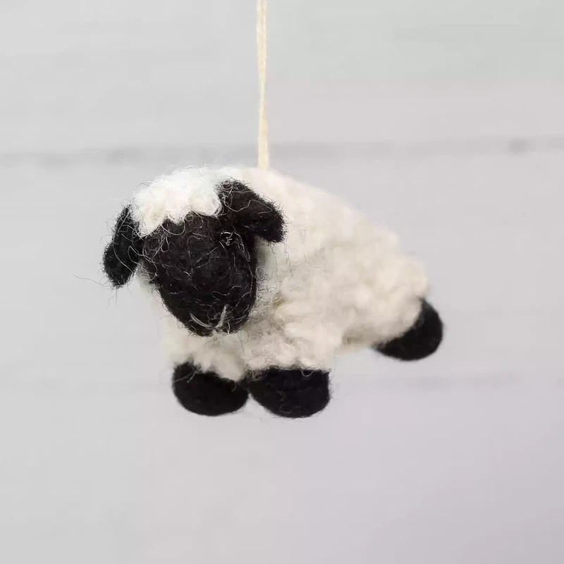 Mini Black and White Sheep Hanging Decoration by Amica