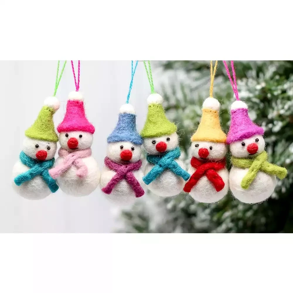 Mini Felt Snowman Decoration - Various Colours by Namaste