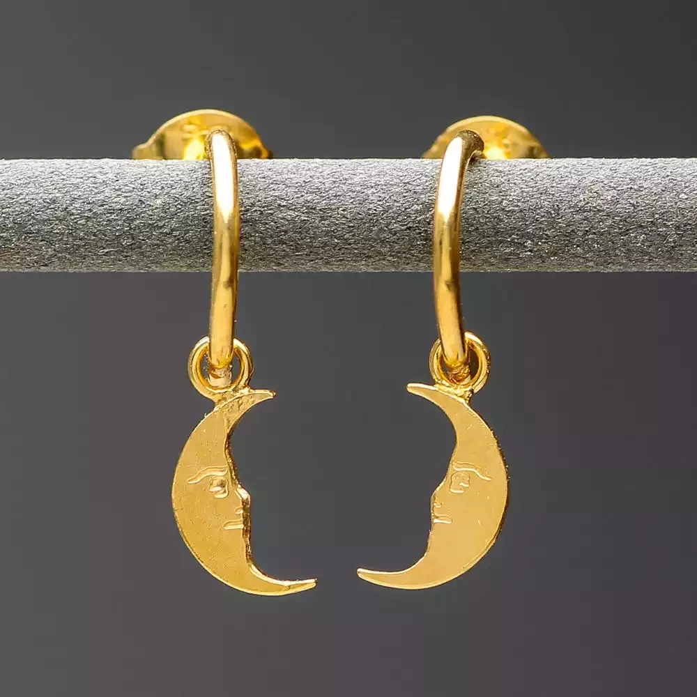 Moon Mini Hoop Earrings - Gold Plate by Amanda Coleman
