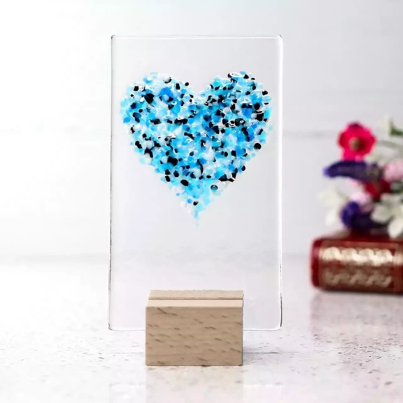Mini Standing Glass Heart - Blue by Jules Jules