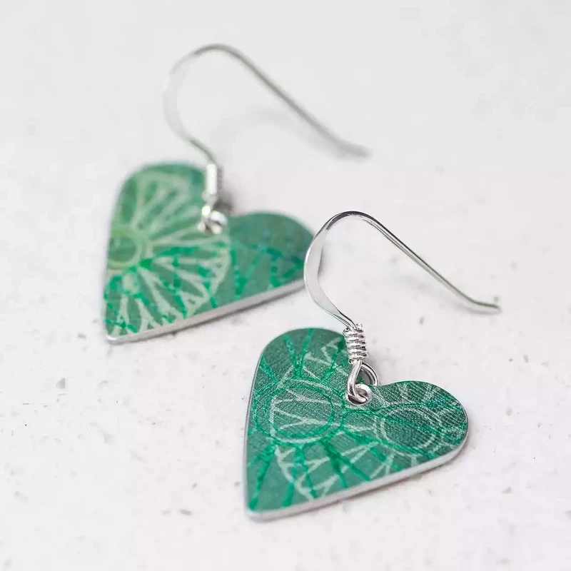 Mint Heart Drop Earrings by Hazel Atkinson