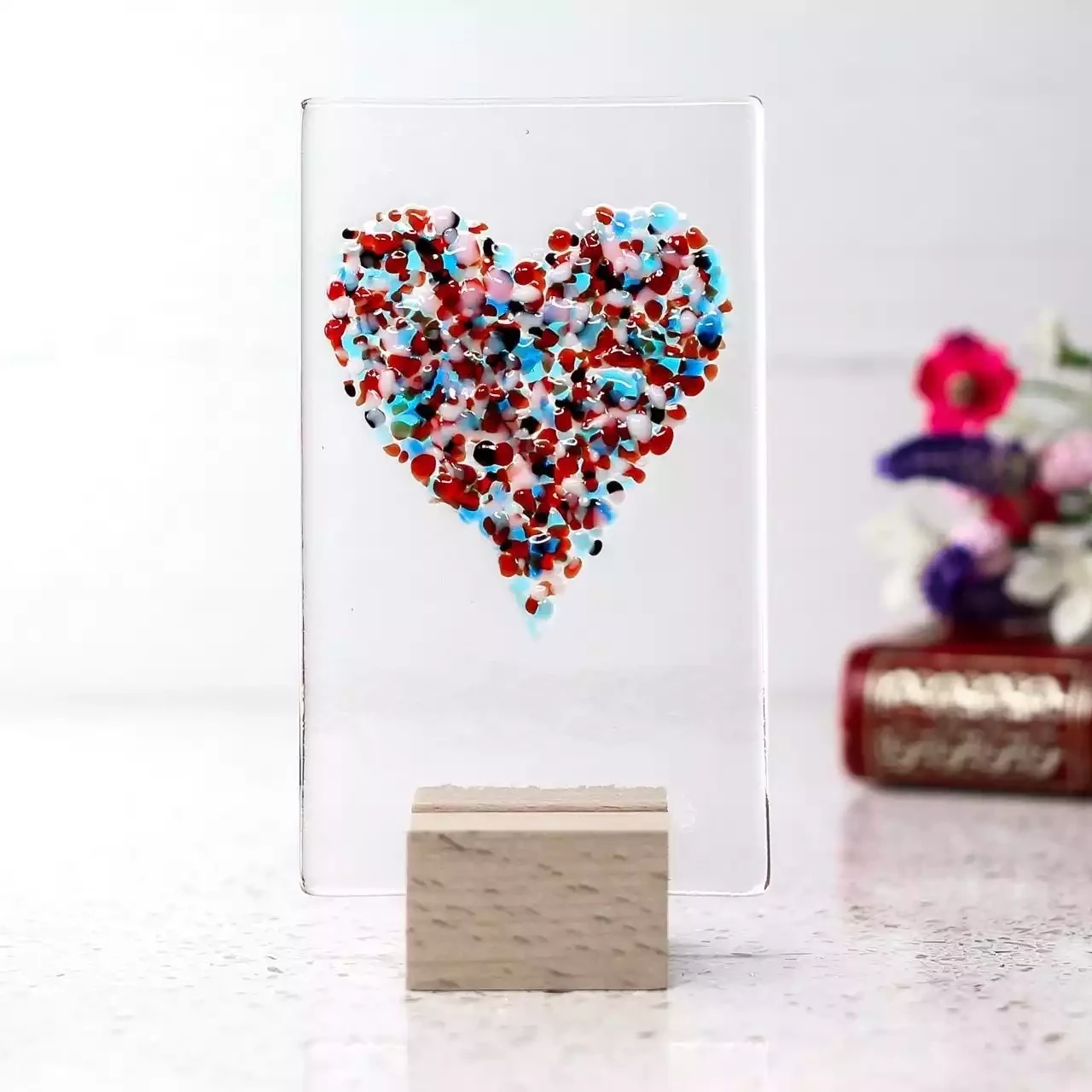 Mini Standing Glass Heart - Multi Red by Jules Jules