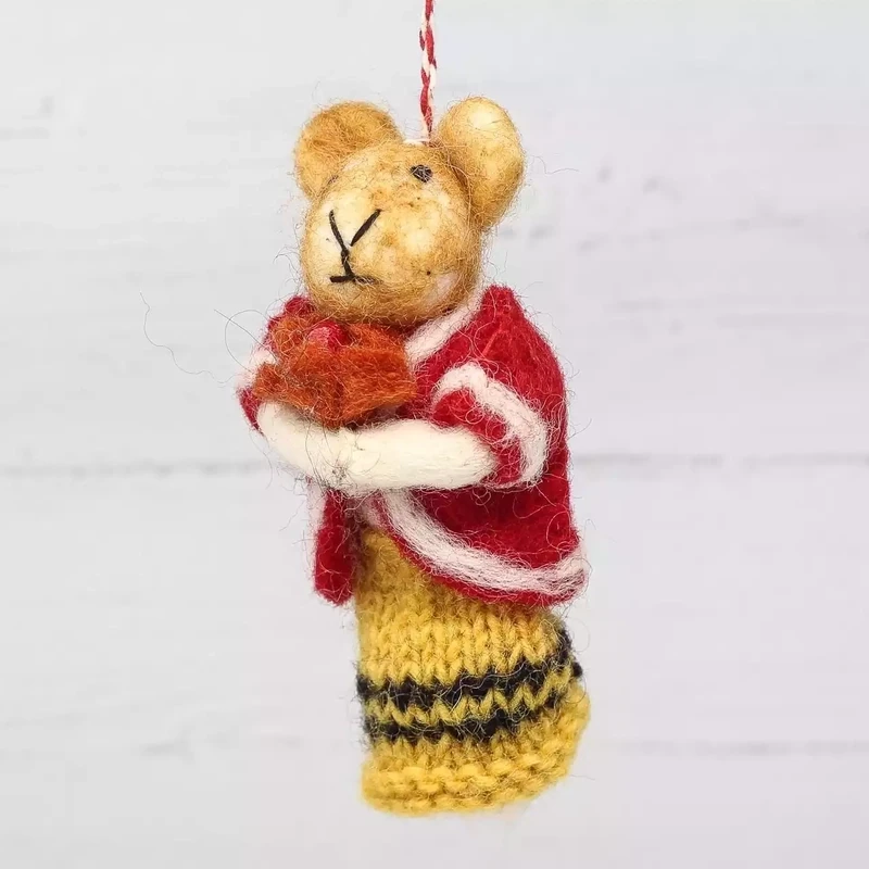 Mouse in Dress and Cape Felt Hanging Decoration by Namaste