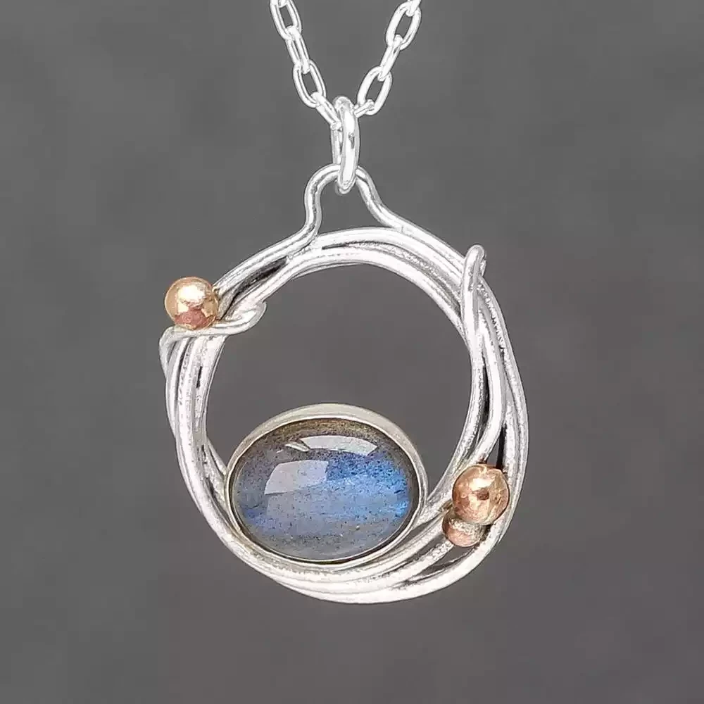Nebula Silver and Labradorite Necklace by Xuella Arnold