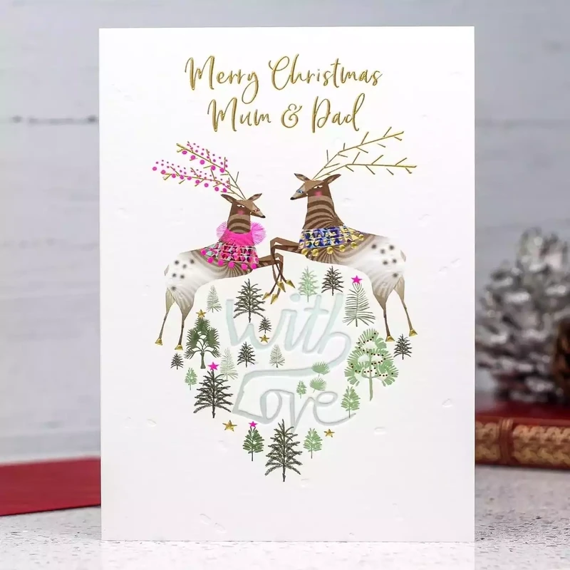 Mum and Dad Deer Christmas Card by Sarah Curedale