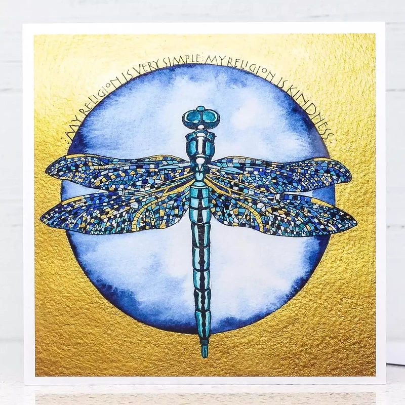 My Religion is Kindness Dragonfly Card by Sam Cannon