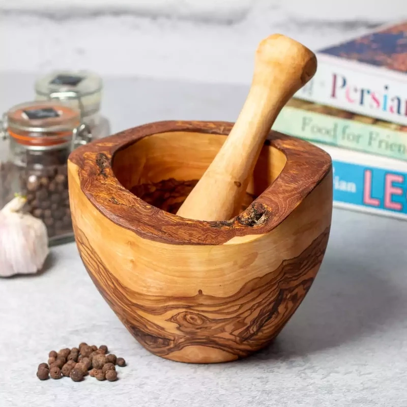 Olive Wood Pestle and Mortar - Large by Divine Deli