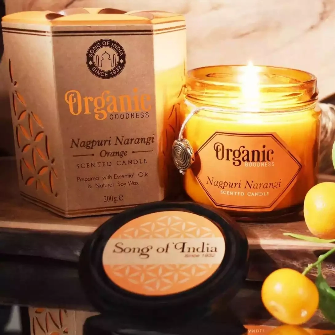 Organic Candle in Glass Jar - Narangi Orange by Shared Earth