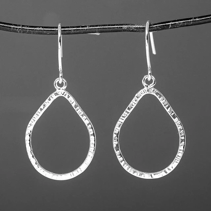Outlines Pear Silver Drop Earrings - Medium by Tara Kirkpatrick