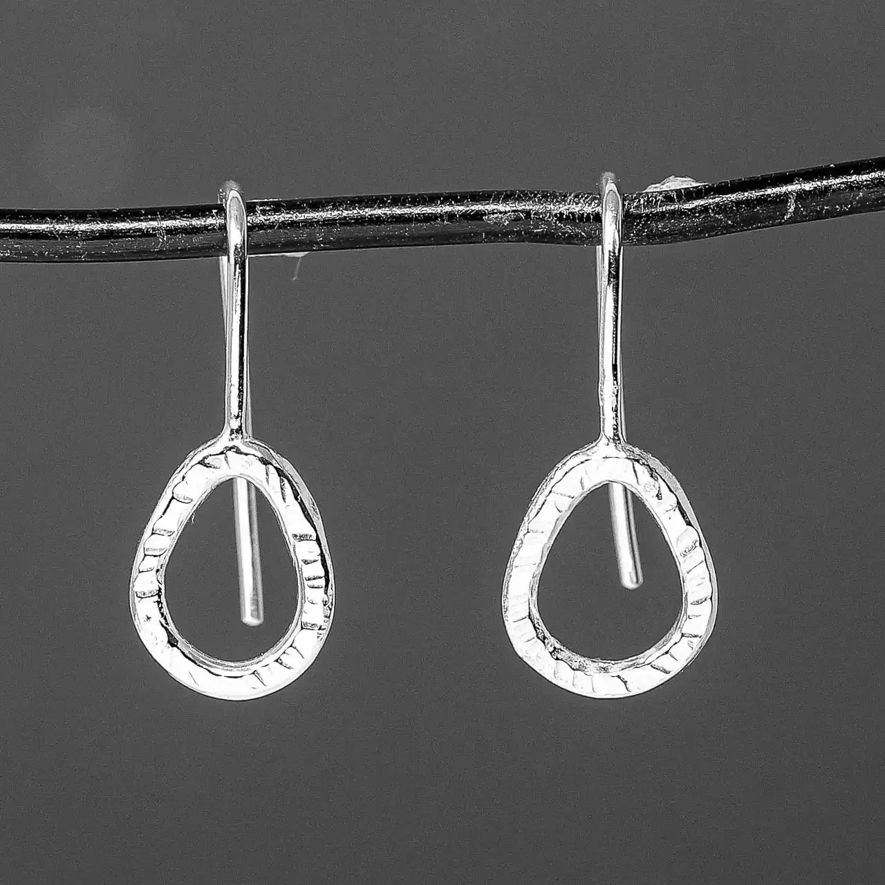Outlines Pear Silver Drop Earrings - Small by Tara Kirkpatrick
