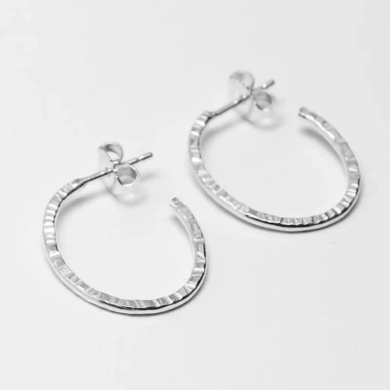 Oval Silver Hoop Earrings - Small by Tara Kirkpatrick