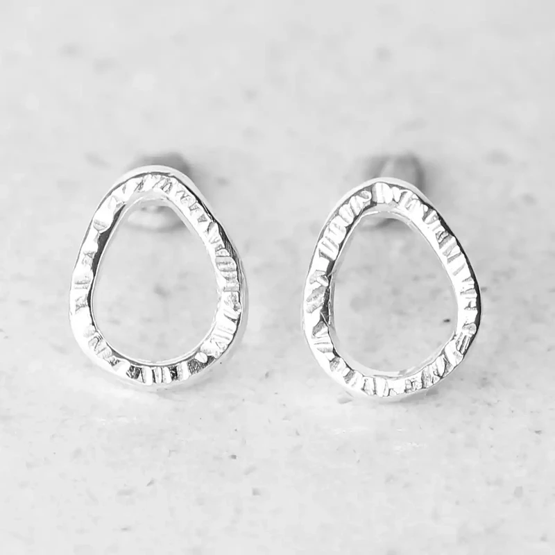 Outlines Pear Silver Stud Earrings - Small by Tara Kirkpatrick