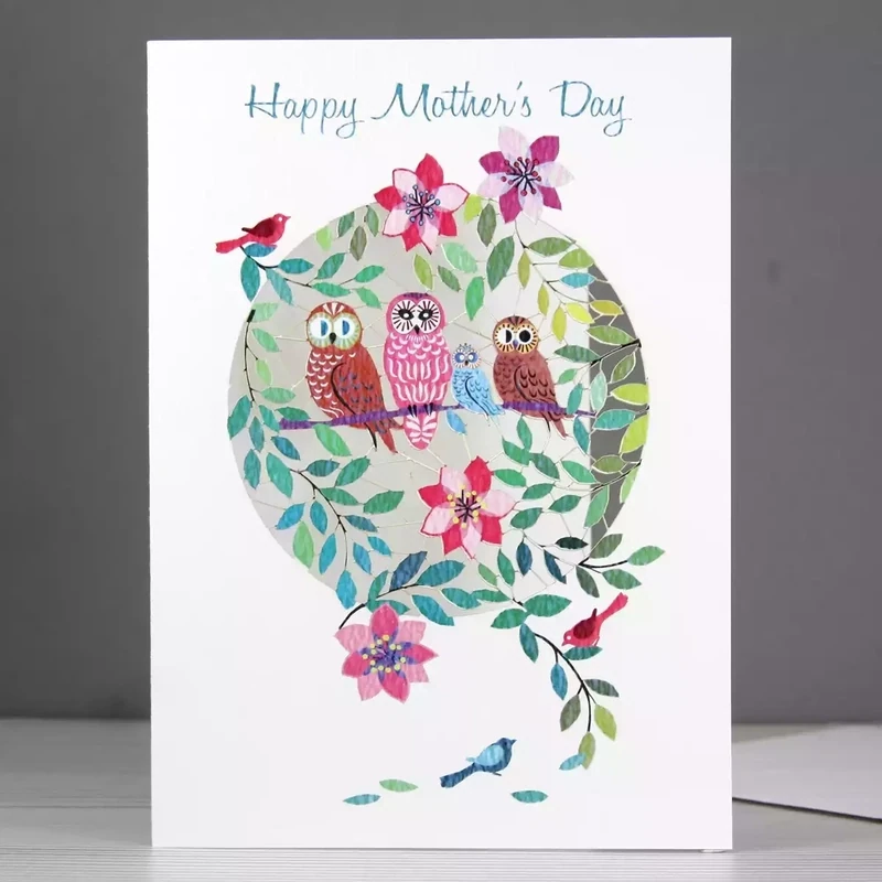 Owls Laser-cut Mothers Day Card by Ge Feng