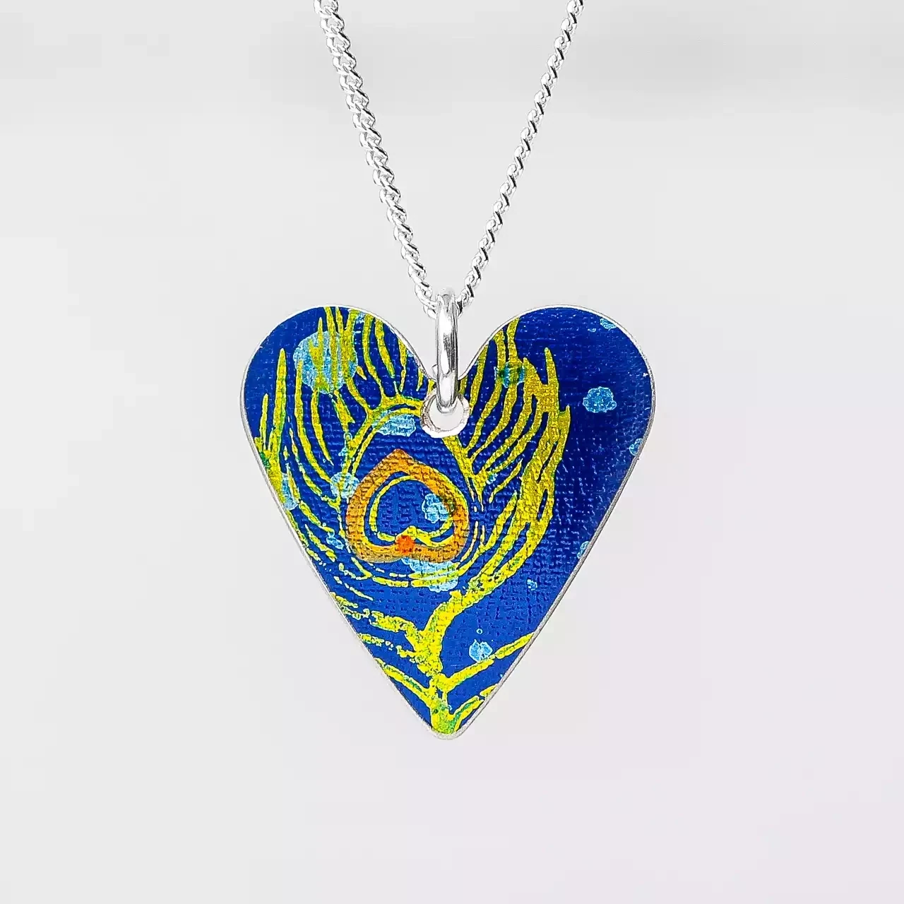 Peacock Heart Pendant by Hazel Atkinson