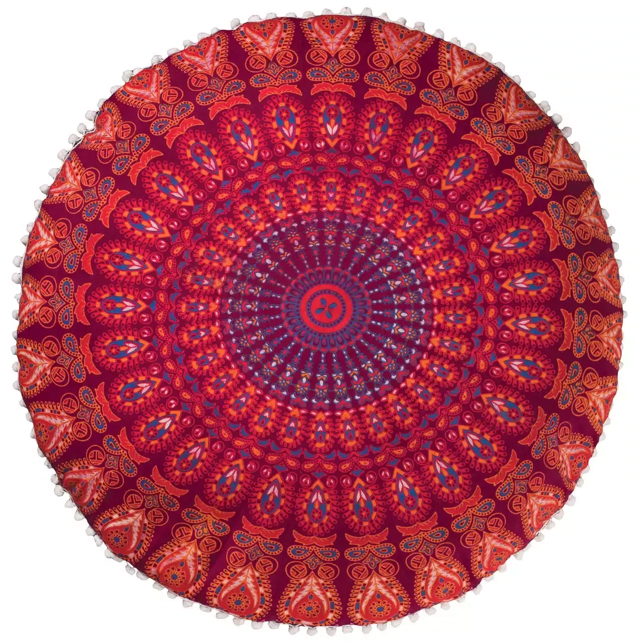 Peacock Cotton Floor Cushion - Maroon by Namaste