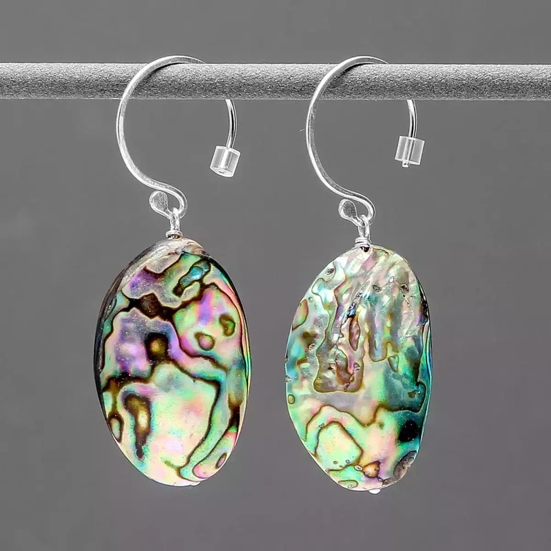 Paua Shell and Silver Drop Earrings by Katherine Bree