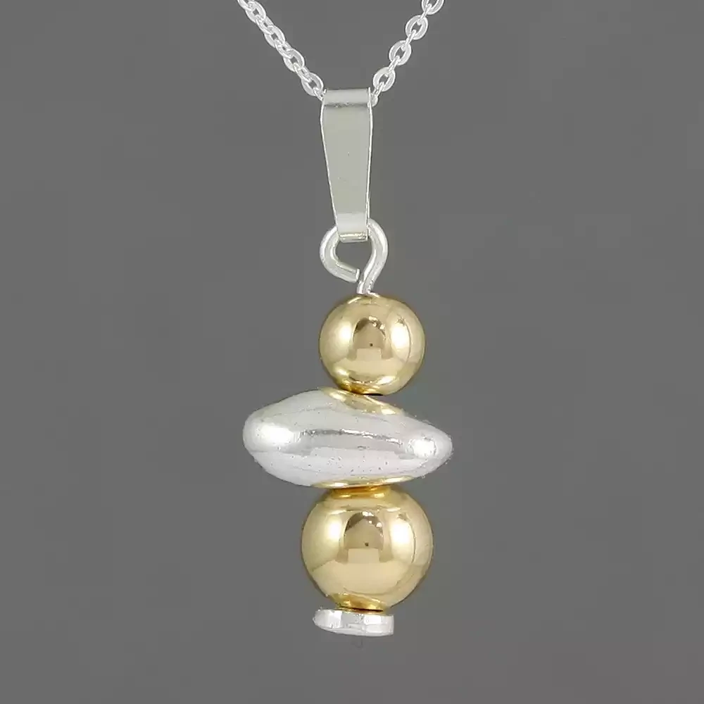 Pebble Silver and Gold Pendant by Lavan