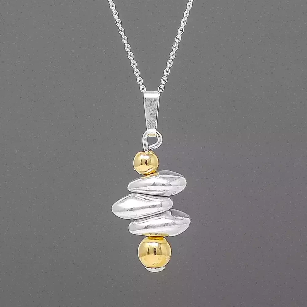 Pebbles Silver and Gold Triple Pendant by Lavan