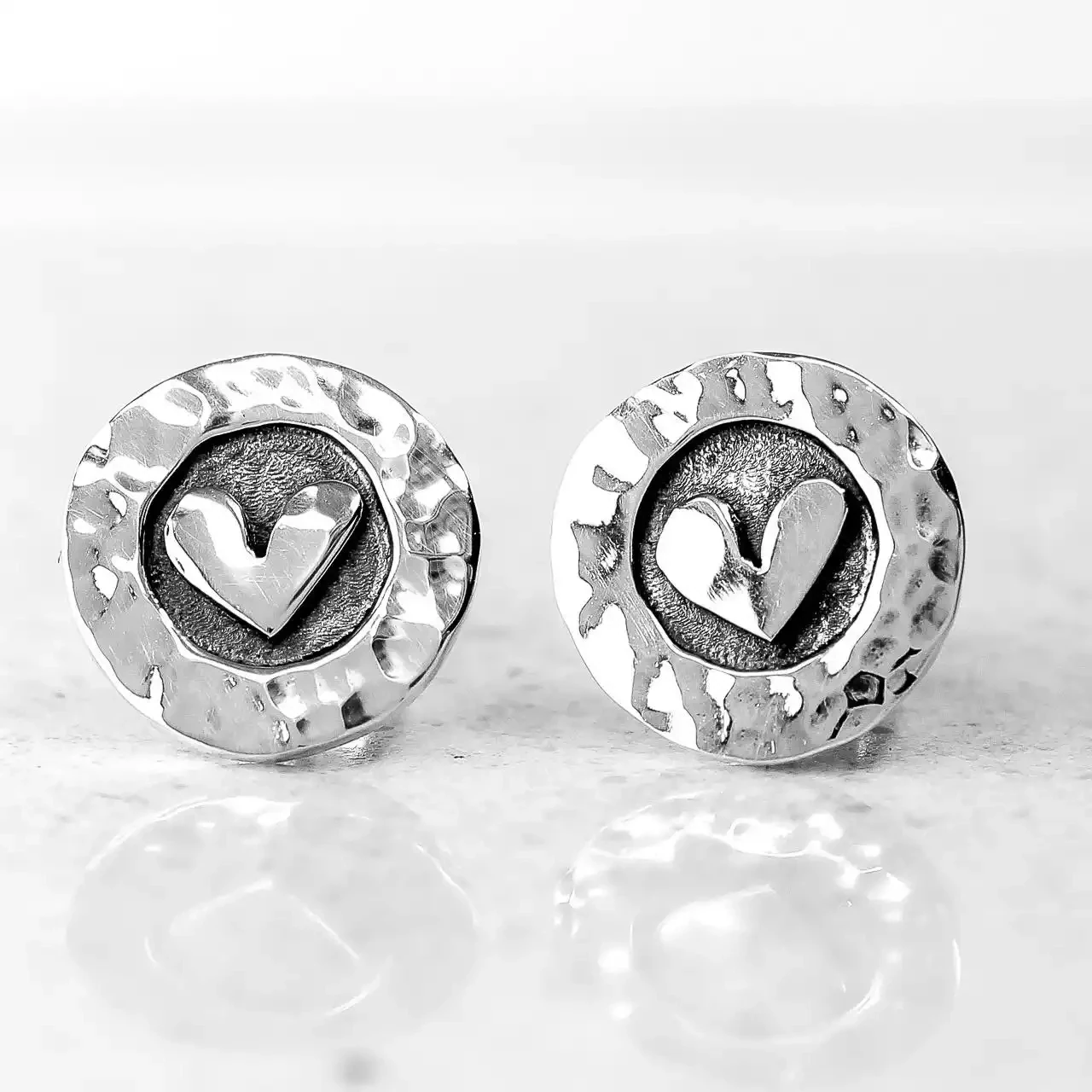 Petite Heart Silver Stud Earrings by Linda Macdonald