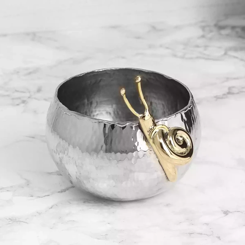 Pewter Bowl With Brass Snail by Jim Stringer