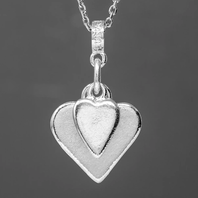 Pewter Charm Necklace - Double Heart by Metal Planet
