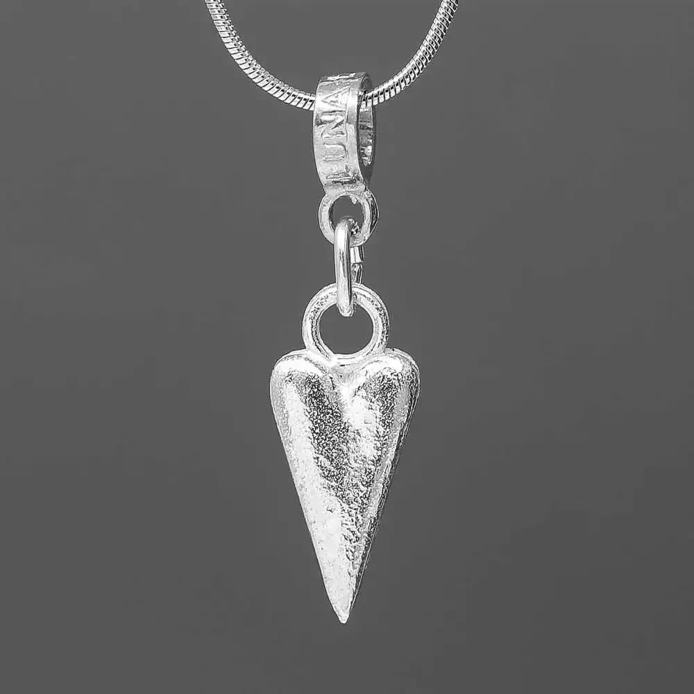 Pewter Charm Necklace - Long Heart by Metal Planet