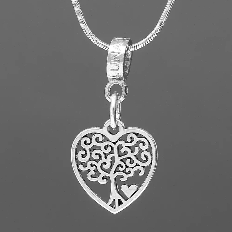 Pewter Charm Necklace - Tree of Life Heart by Metal Planet