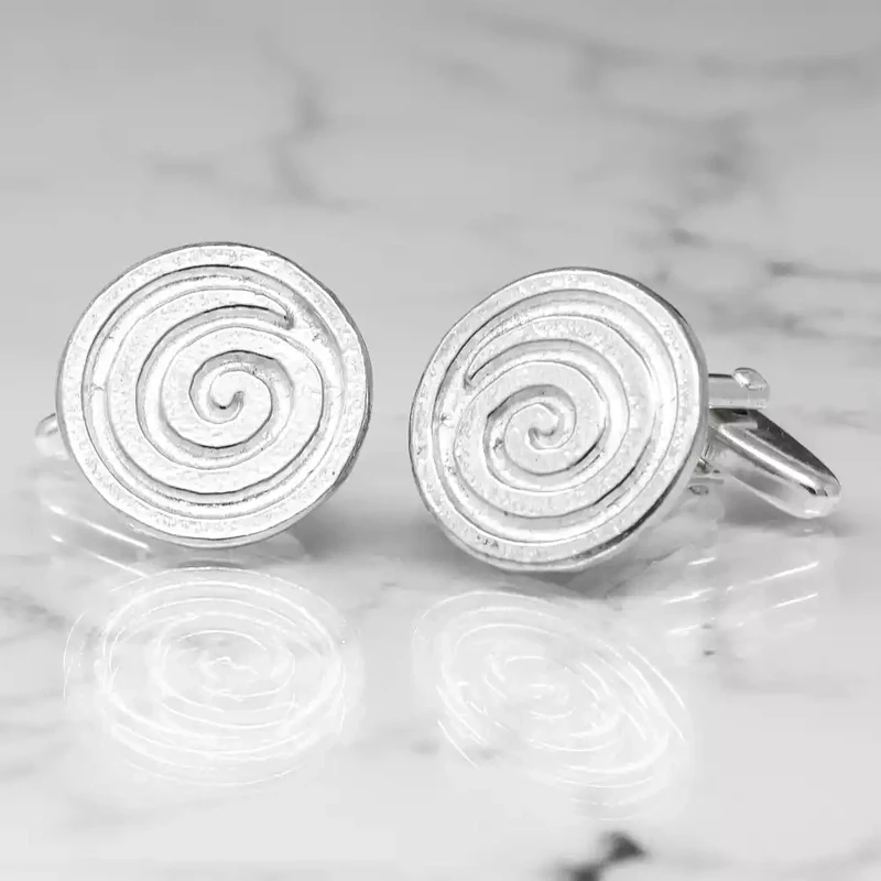 Pewter Cufflinks - Flat Spiral by William Sturt