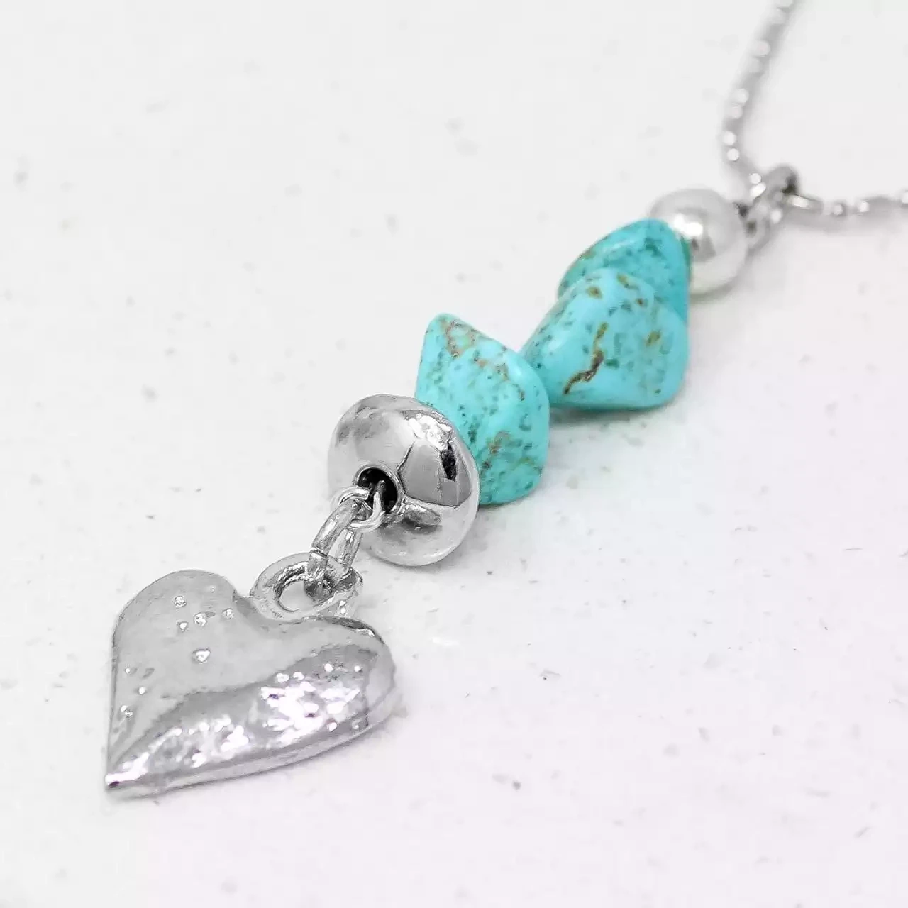 Pewter Heart and Turquoise Pendant by Metal Planet