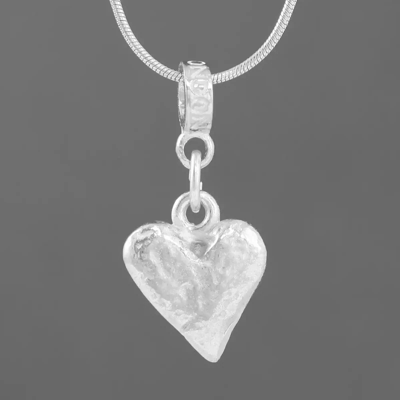 Pewter Charm Necklace - Textured Heart by Metal Planet