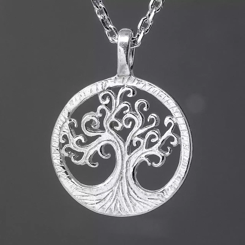 Pewter Charm Necklace - Tree of Life Round by Metal Planet