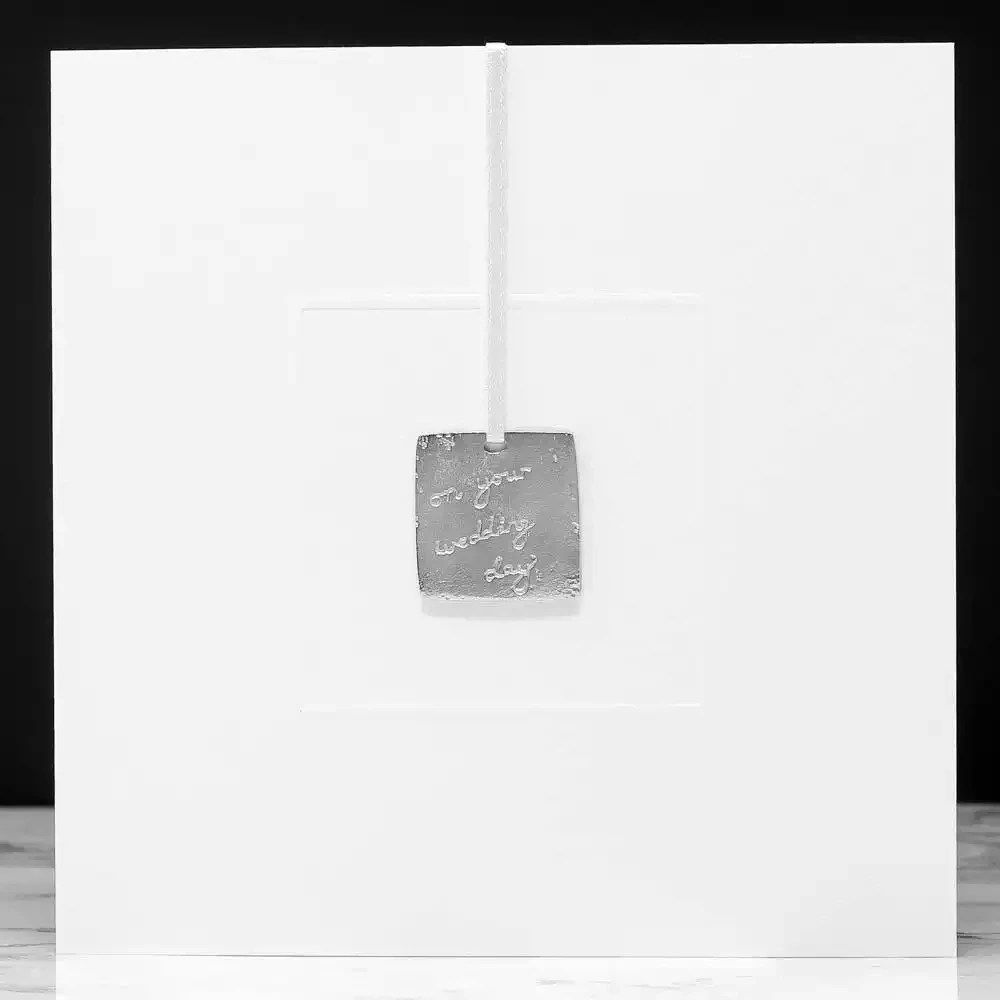 Pewter Keepsake Greeting Card - on Your Wedding Day by Lancaster and Gibbings