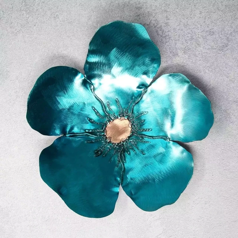 Poppy Flower Steel Bowl - Medium - Turquoise by Whittle Design