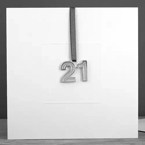 Pewter Tag Birthday Card - 21 - by Lancaster and Gibbings