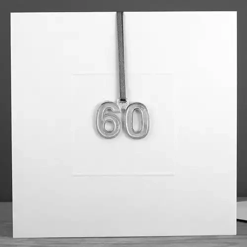 Pewter Tag Birthday Card - 60 - by Lancaster and Gibbings