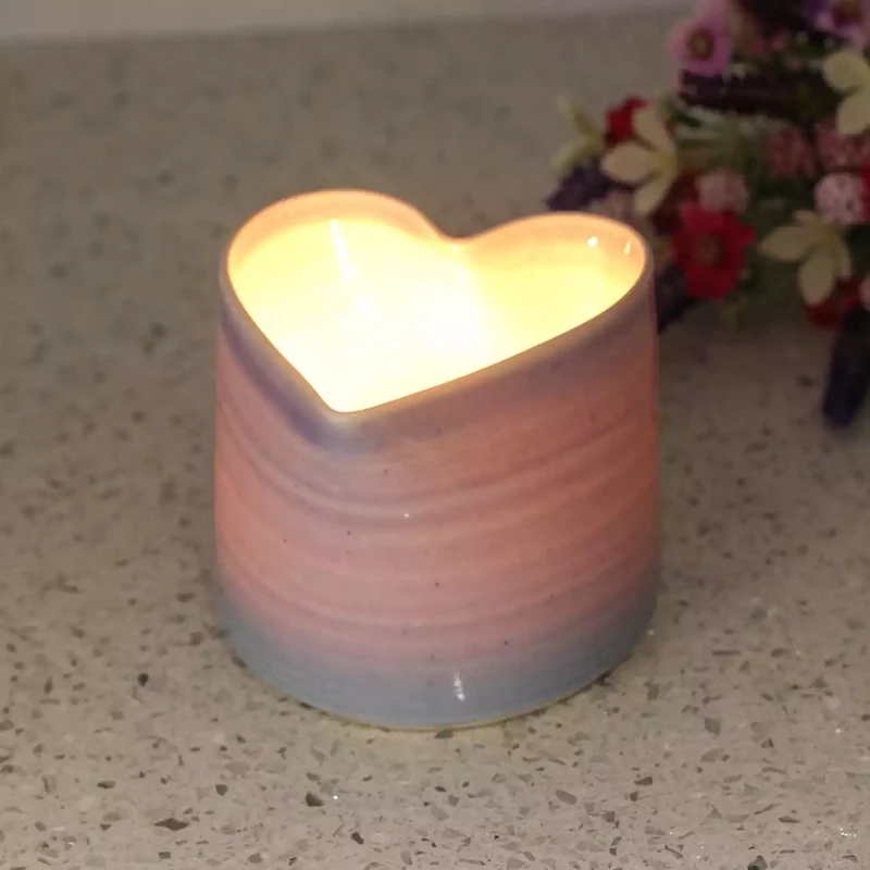 Porcelain Heart Tealight Holder - Large - Pale Blue by Mary Howard-george