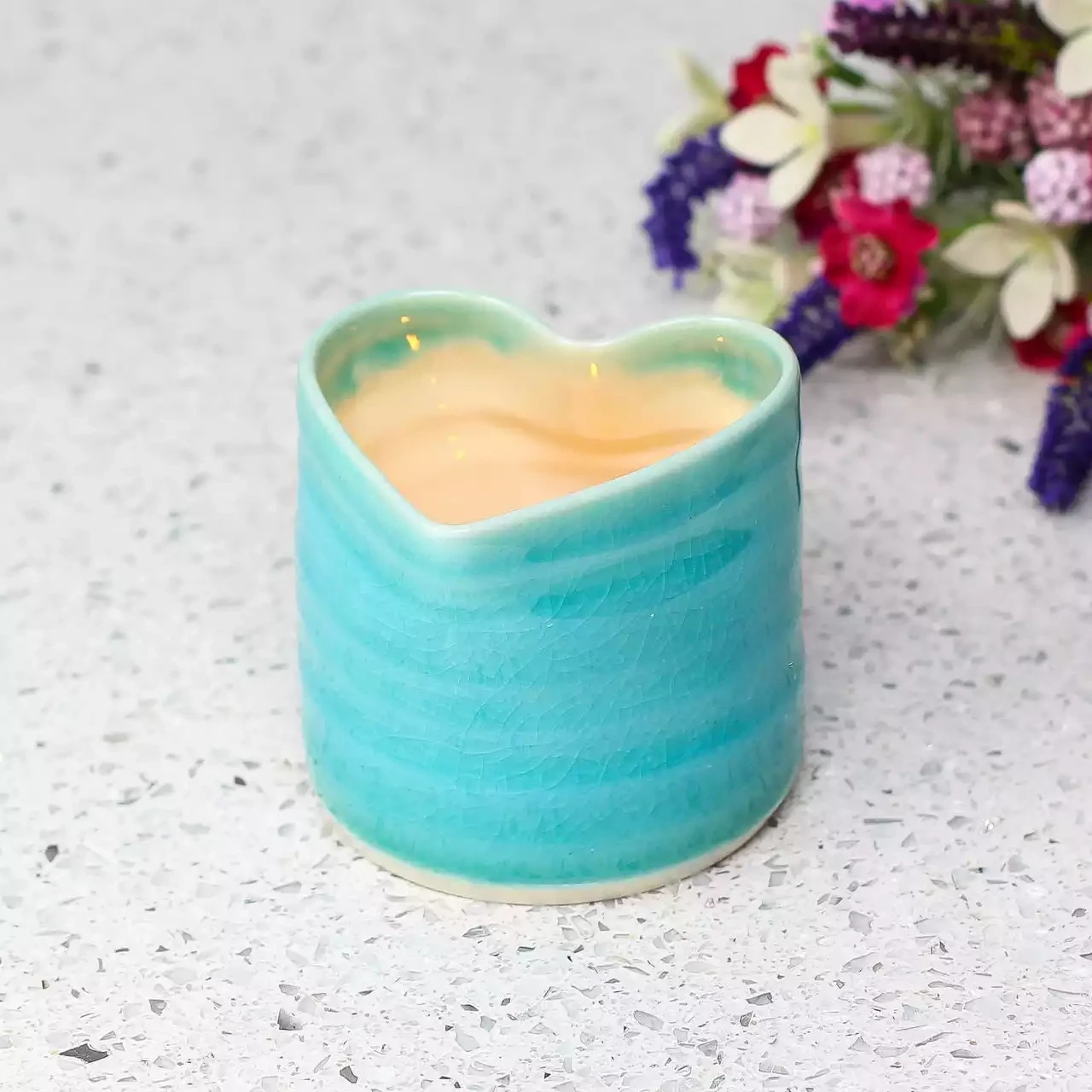 Porcelain Heart Tealight Holder - Small - Turquoise by Mary Howard-george