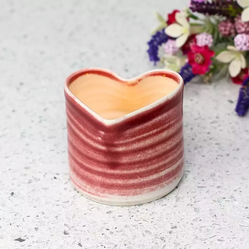 Porcelain Heart Tealight Holder - Small - Red by Mary Howard-george