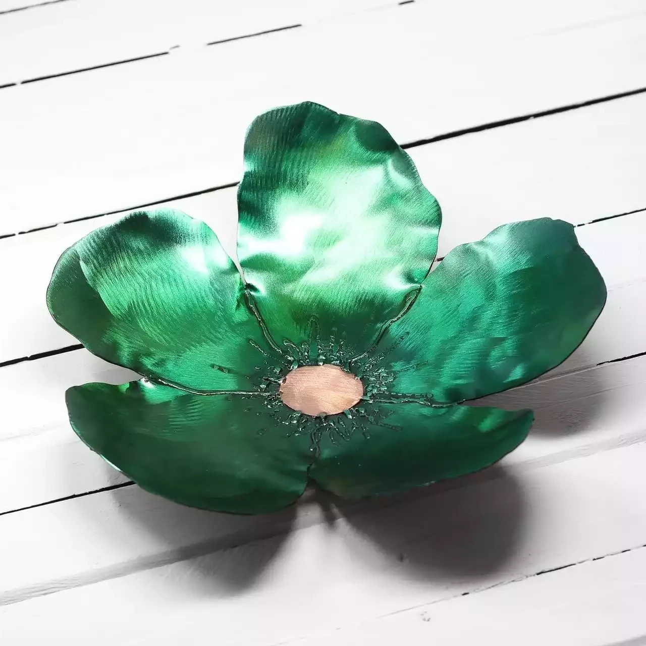 Poppy Flower Steel Bowl - Medium - Green by Whittle Design