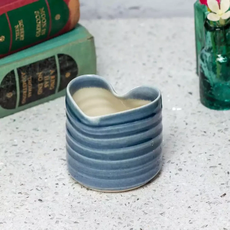 Porcelain Heart Tealight Holder - Small - Slate Blue by Mary Howard-george