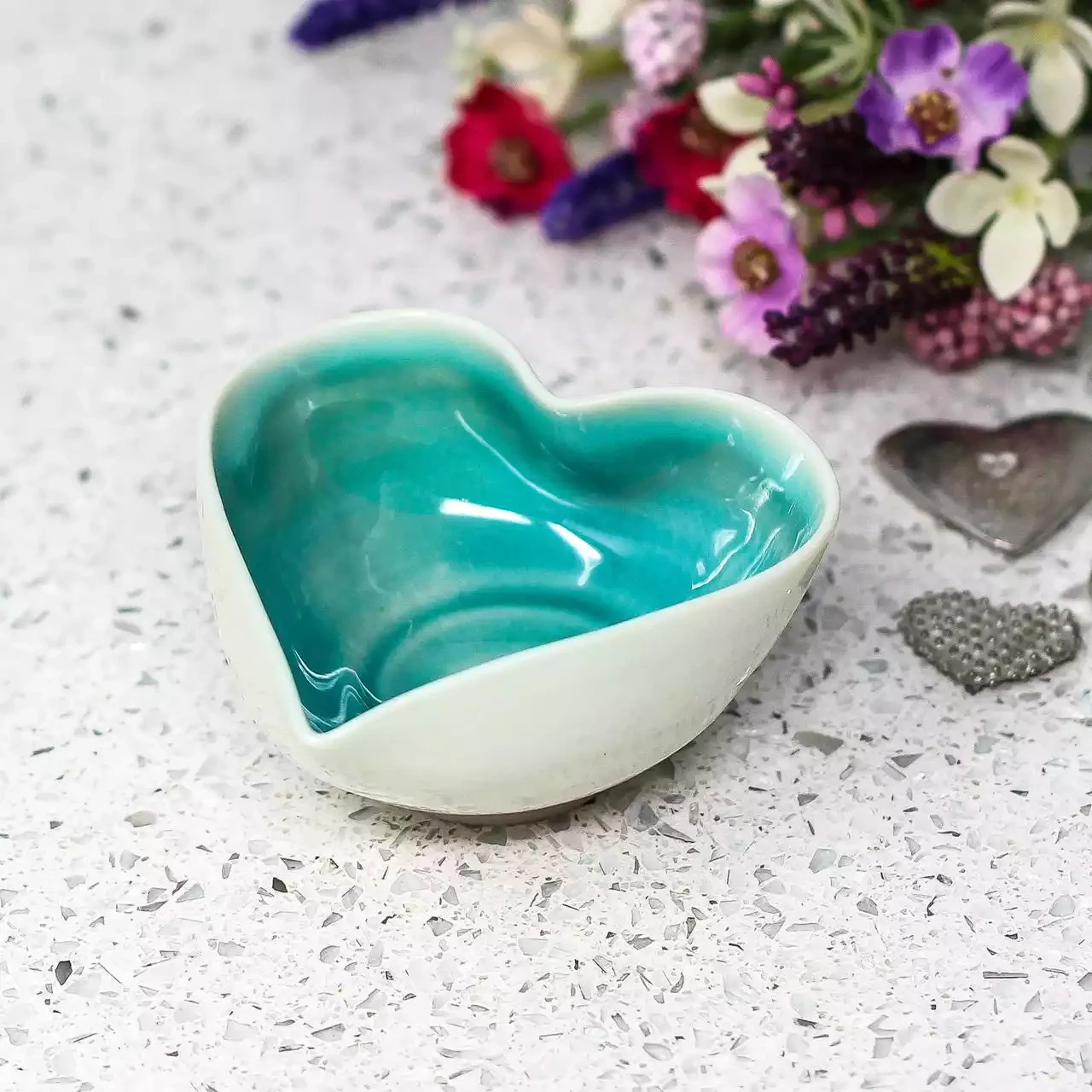 Porcelain Trinket Dish - Turquoise by Mary Howard-george