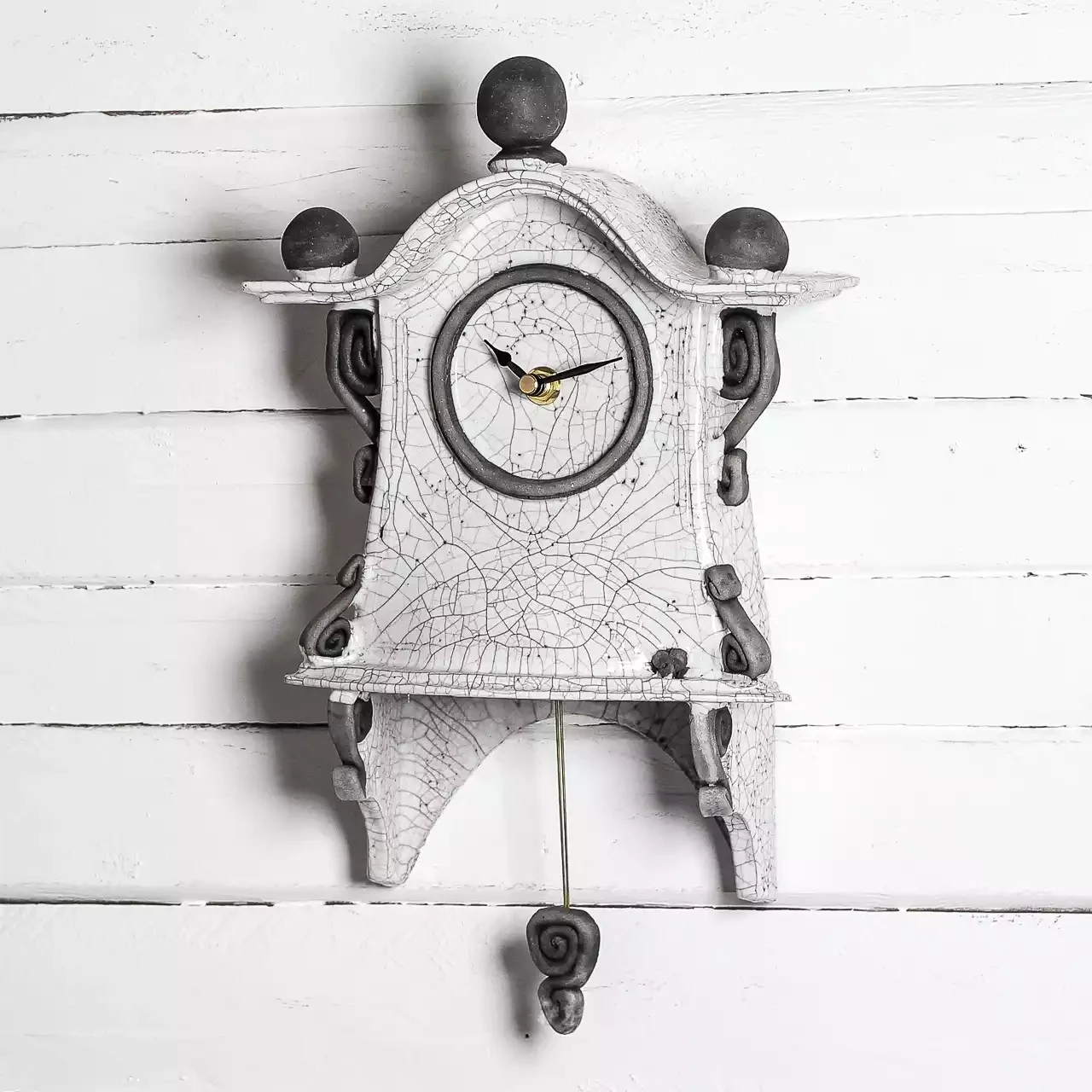 quirky ceramic pendulum wall clock - medium - white by ian roberts WBW