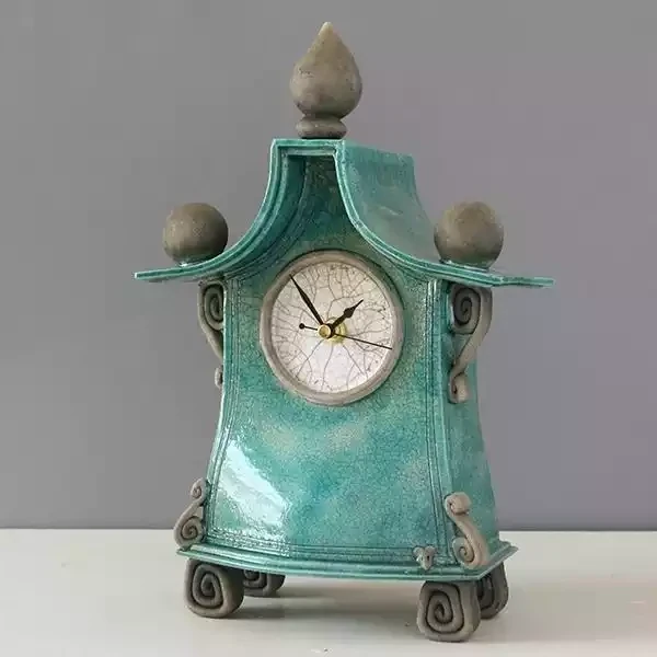 quirky ceramic two-tier mantel clock - turquoise by ian roberts MATBSS