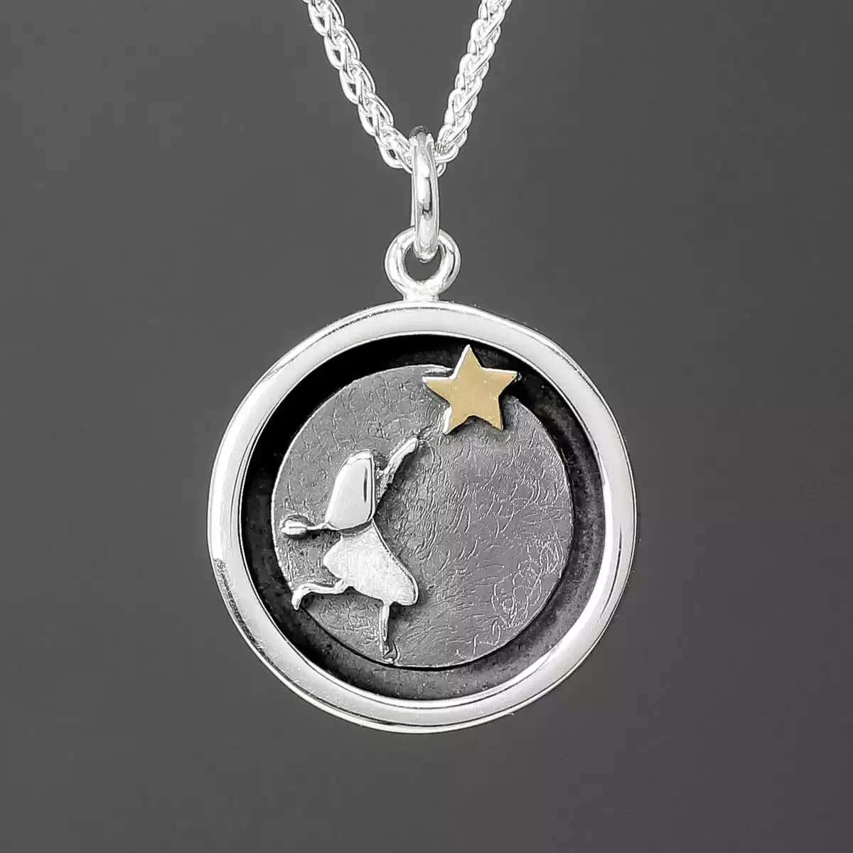 Reach for the Stars Disc Silver and Gold Pendant by Linda Macdonald